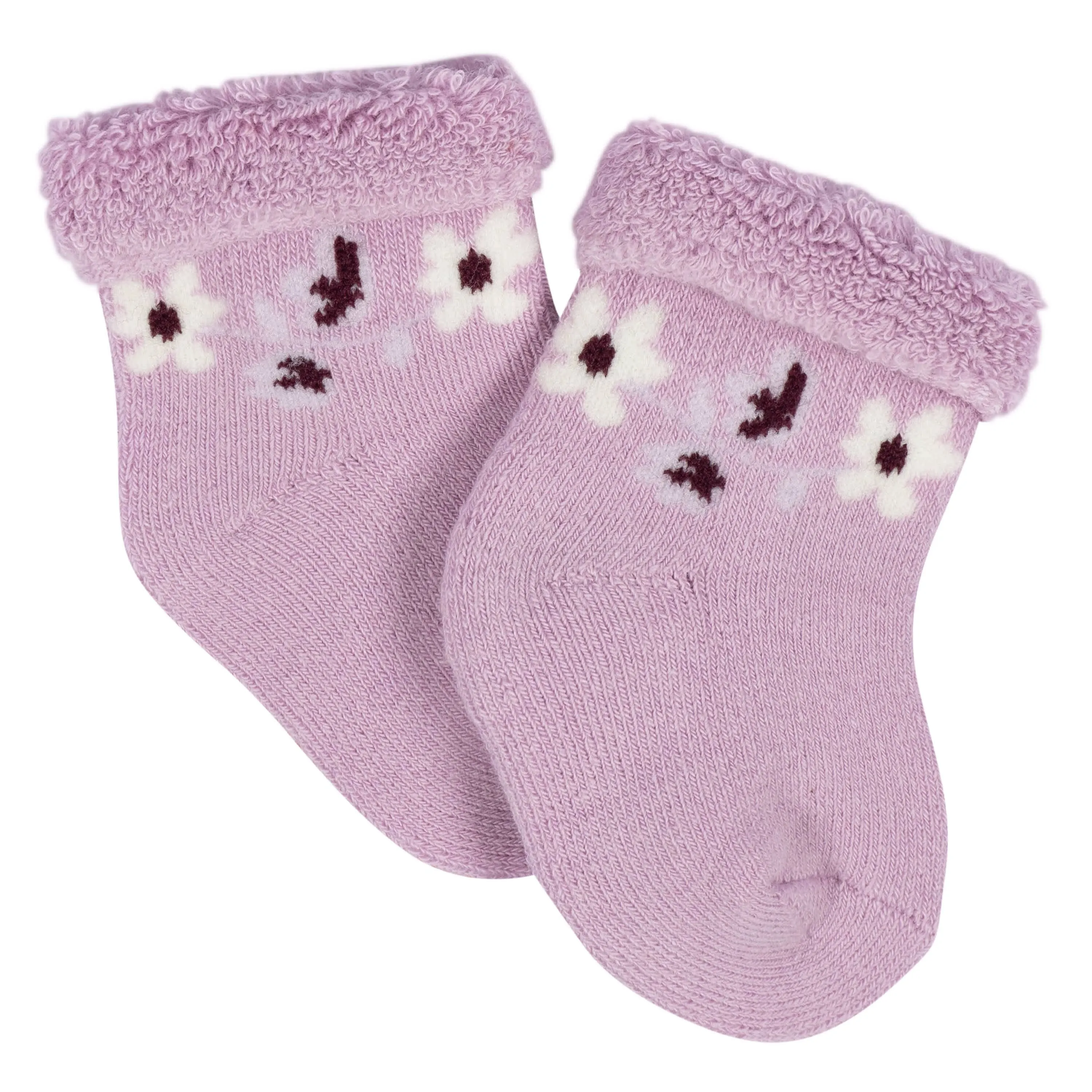 12-Pack Baby Girls Lavender Garden Terry Wiggle Proof® Socks