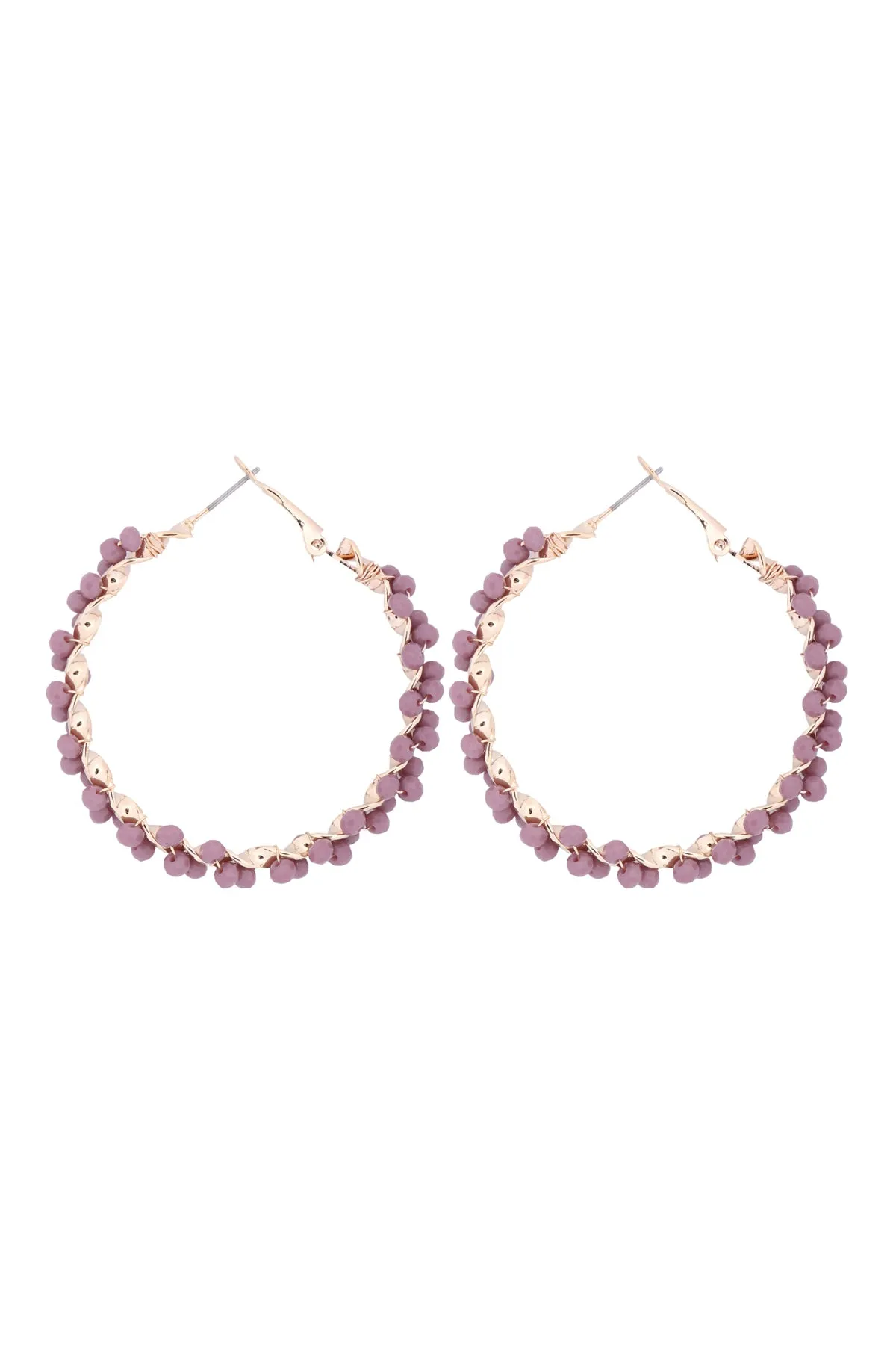 26924 - WIRED GLASS BEADS WRAP HOOP EARRINGS