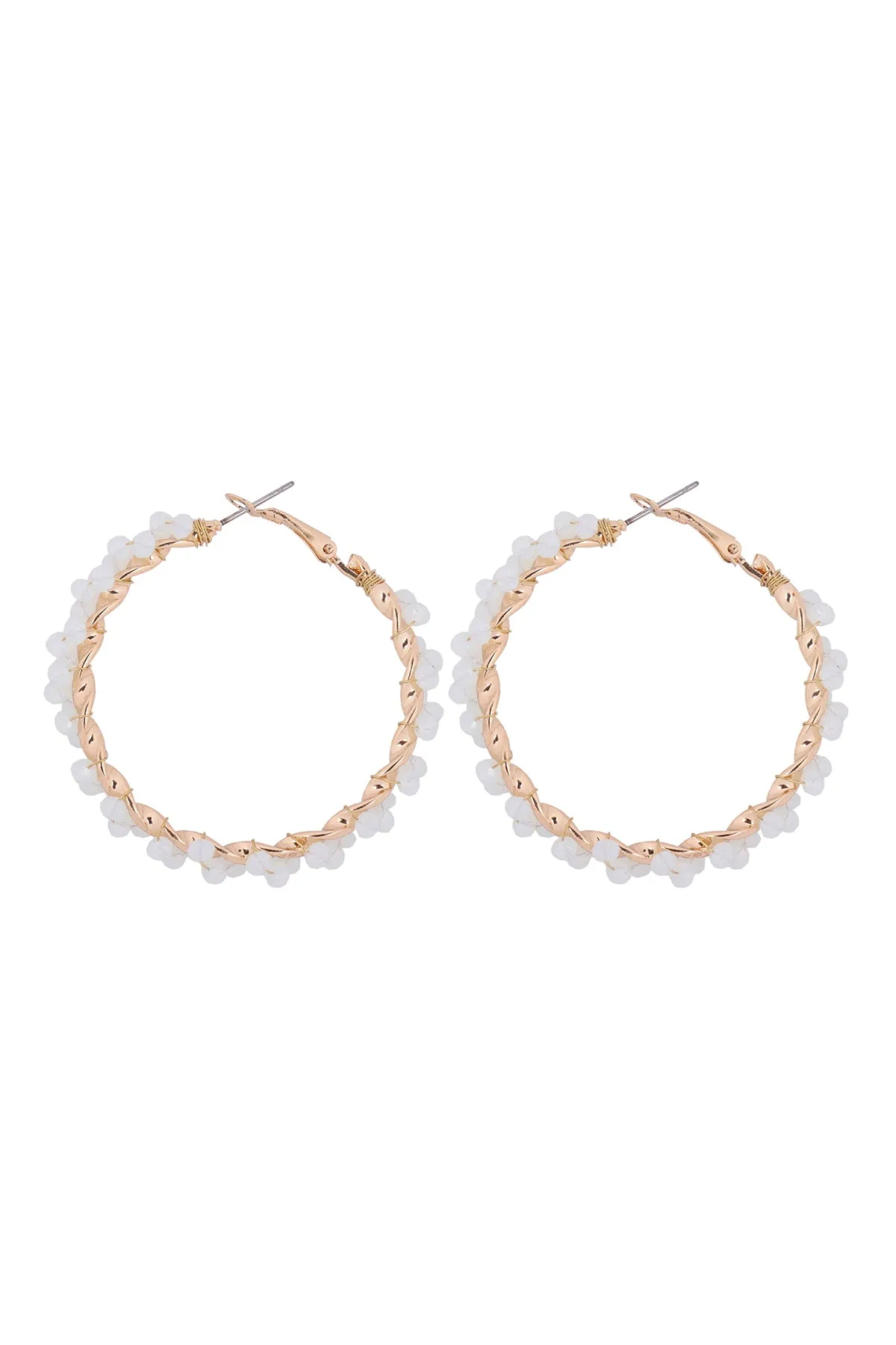 26924 - WIRED GLASS BEADS WRAP HOOP EARRINGS