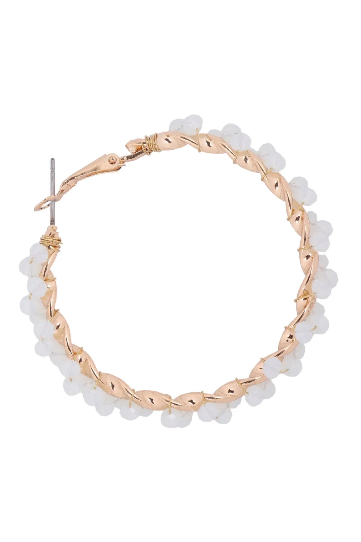 26924 - WIRED GLASS BEADS WRAP HOOP EARRINGS