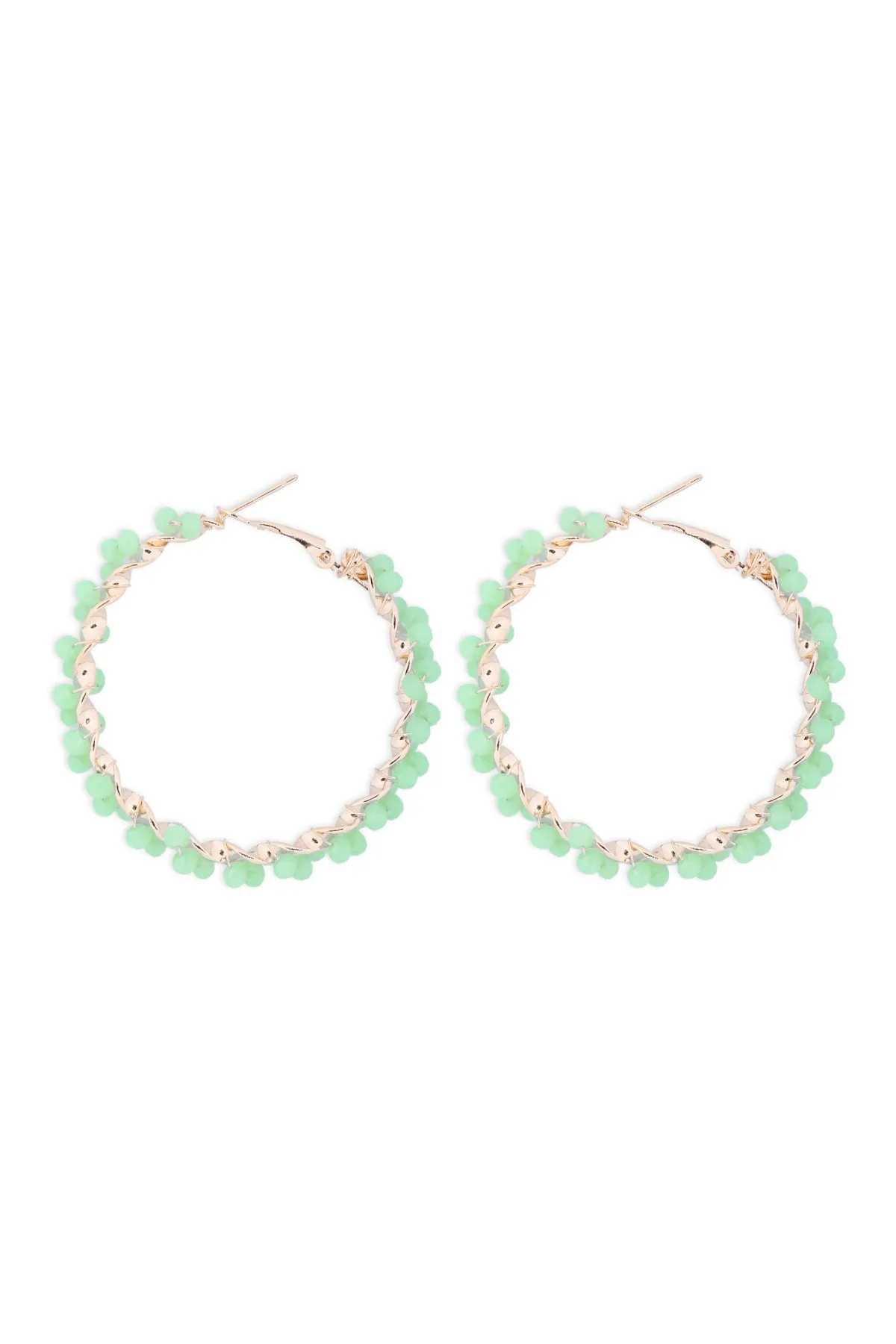 26924 - WIRED GLASS BEADS WRAP HOOP EARRINGS