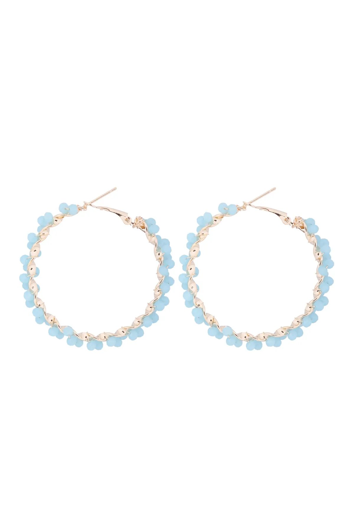 26924 - WIRED GLASS BEADS WRAP HOOP EARRINGS