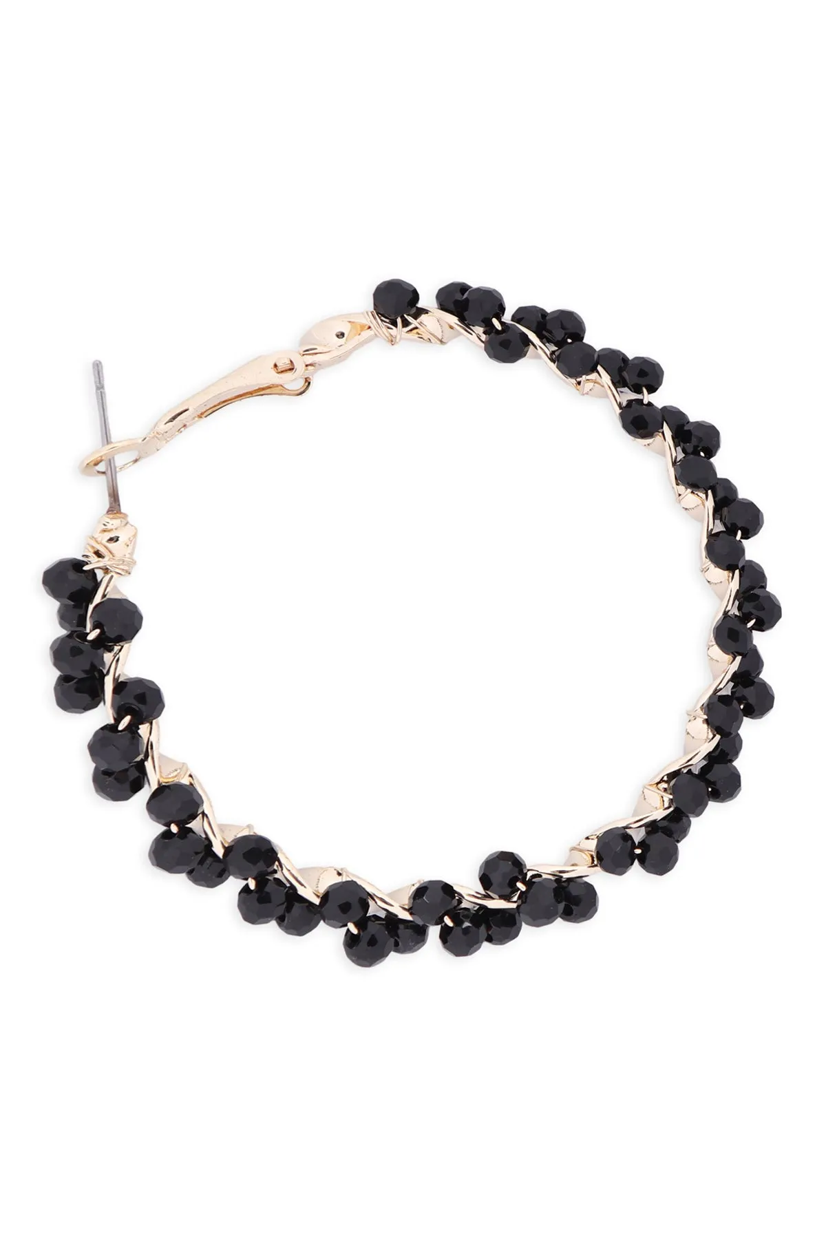 26924 - WIRED GLASS BEADS WRAP HOOP EARRINGS