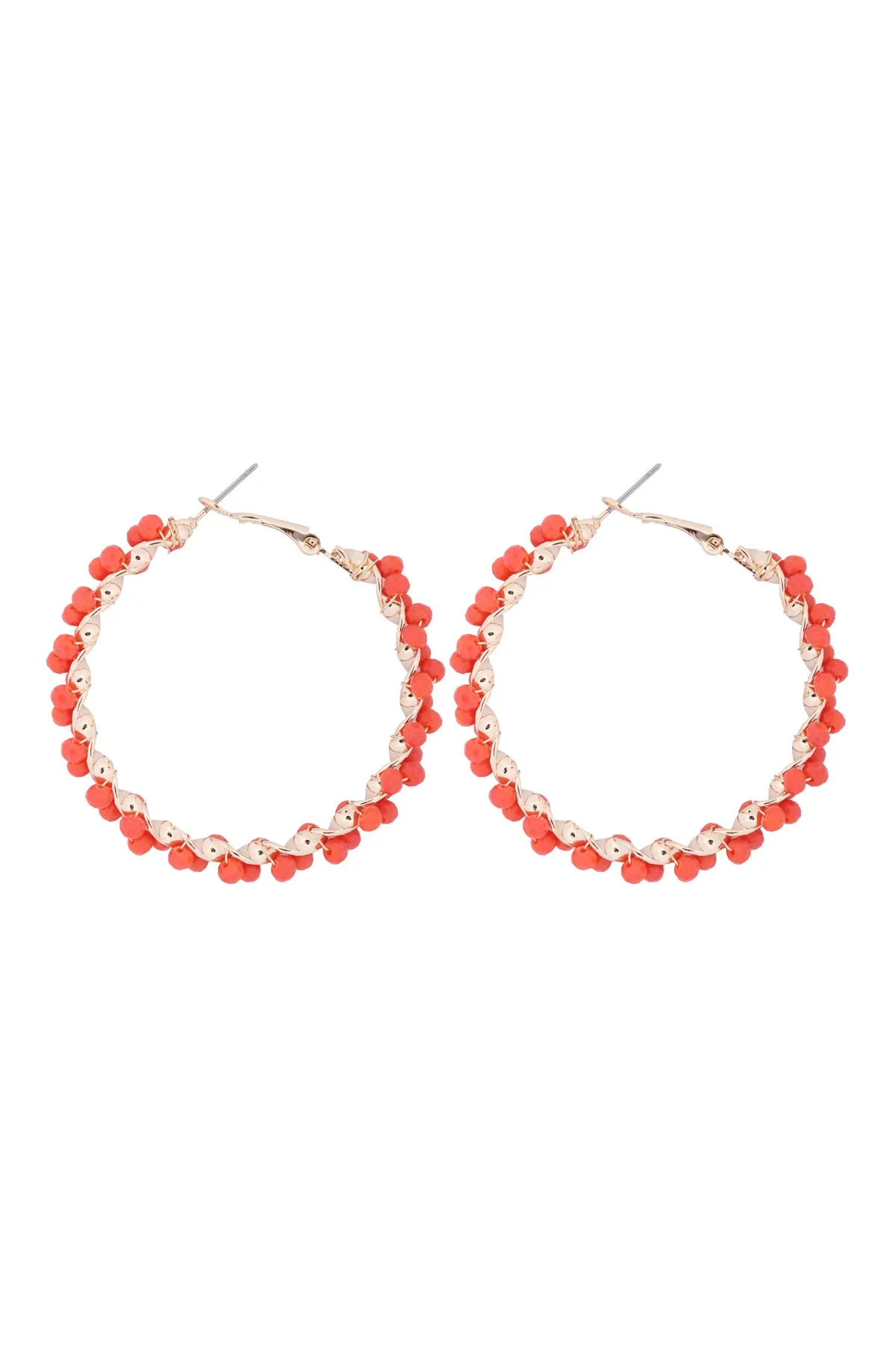 26924 - WIRED GLASS BEADS WRAP HOOP EARRINGS