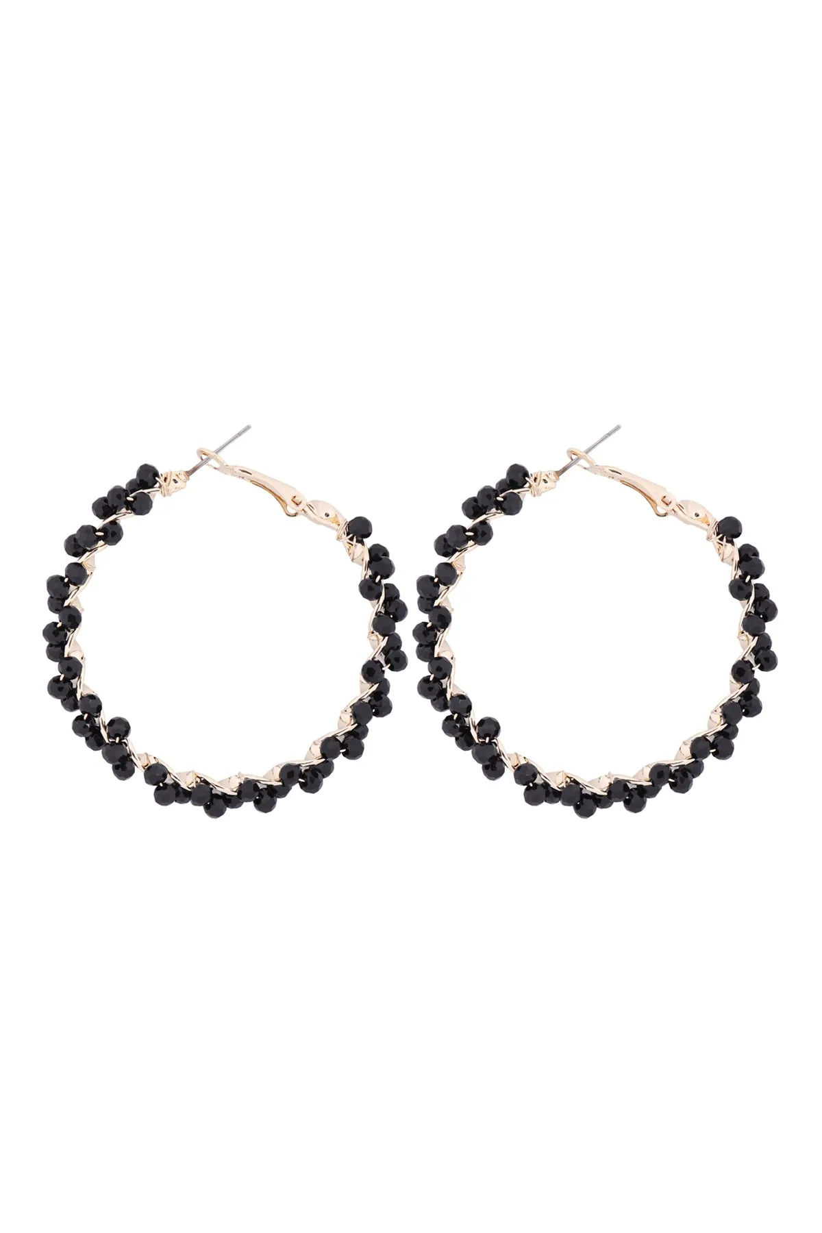 26924 - WIRED GLASS BEADS WRAP HOOP EARRINGS