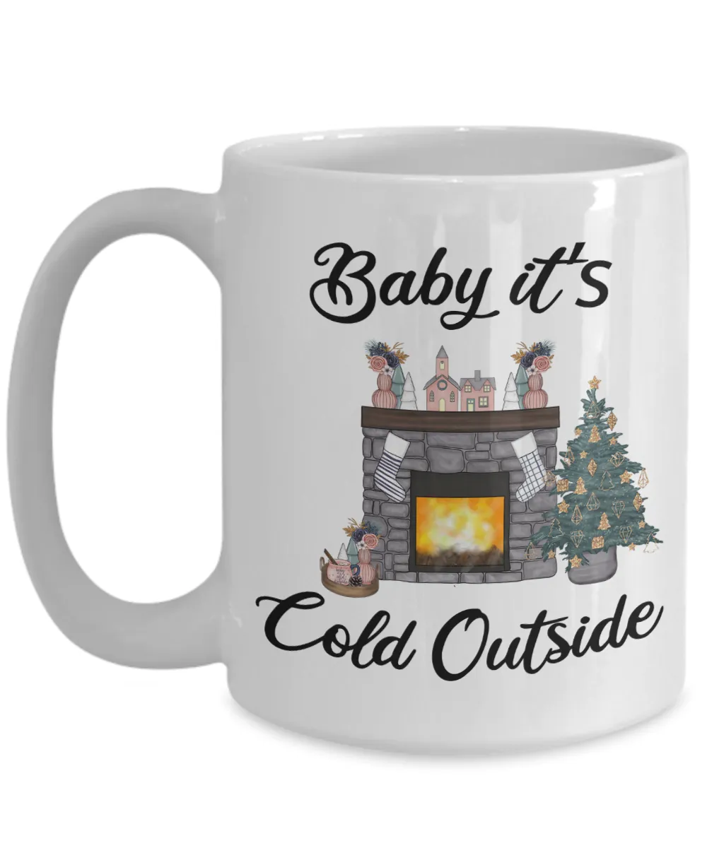 Baby it's Cold Outside Mug Christmas Gift Cute Winter Cozy Mugs with Sayings Gift for Grandma for Girlfriend Coffee Cup Stocking Stuffer