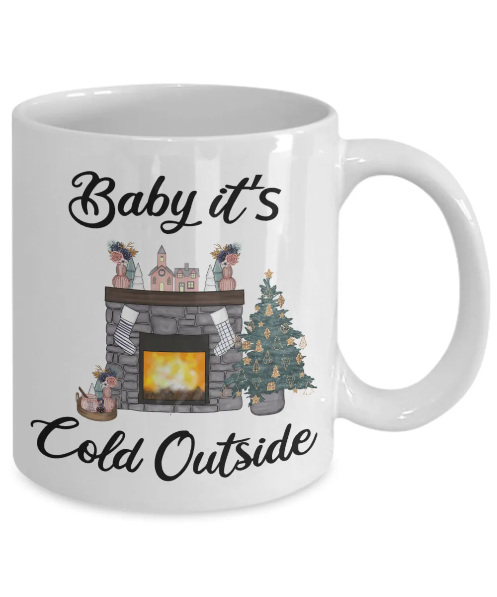 Baby it's Cold Outside Mug Christmas Gift Cute Winter Cozy Mugs with Sayings Gift for Grandma for Girlfriend Coffee Cup Stocking Stuffer
