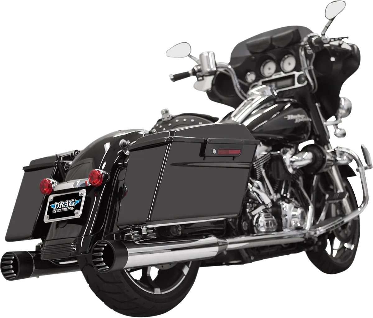 Bassani Manufacturing 1F72DNT5 4in. DNT Straight Can Muffler with Acoustically Tuned Baffle - Chrome with Black End Caps