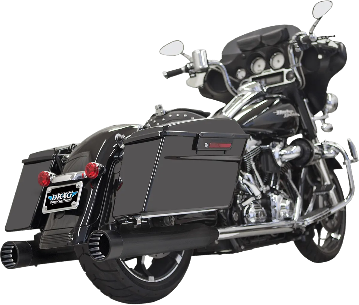 Bassani Manufacturing 1F72DNT5 4in. DNT Straight Can Muffler with Acoustically Tuned Baffle - Chrome with Black End Caps