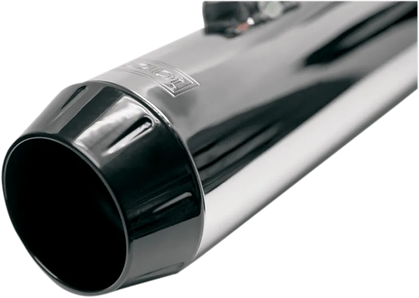 Bassani Manufacturing FLH-517LRB 4in. Slip-On Megaphone Mufflers with 2 1/2in. Performance Baffles - Black with Fluted Black End Caps
