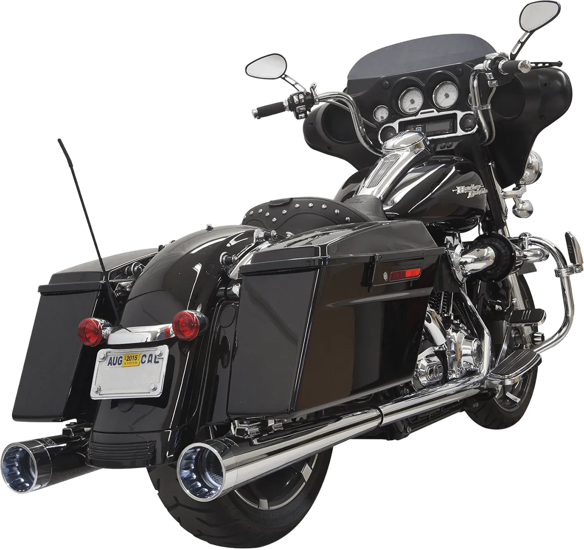 Bassani Manufacturing FLH-517LRB 4in. Slip-On Megaphone Mufflers with 2 1/2in. Performance Baffles - Black with Fluted Black End Caps