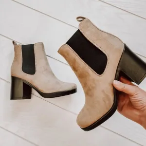 BEIGE FAUX SUEDE BOOTIE