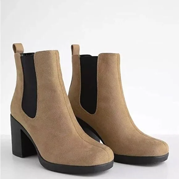 BEIGE FAUX SUEDE BOOTIE
