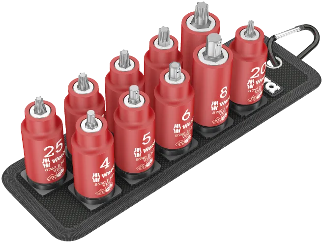 Belt B VDE 1 Zyklop bit socket set TORXÂ® / hexagonal socket with holding function, 3/8" drive