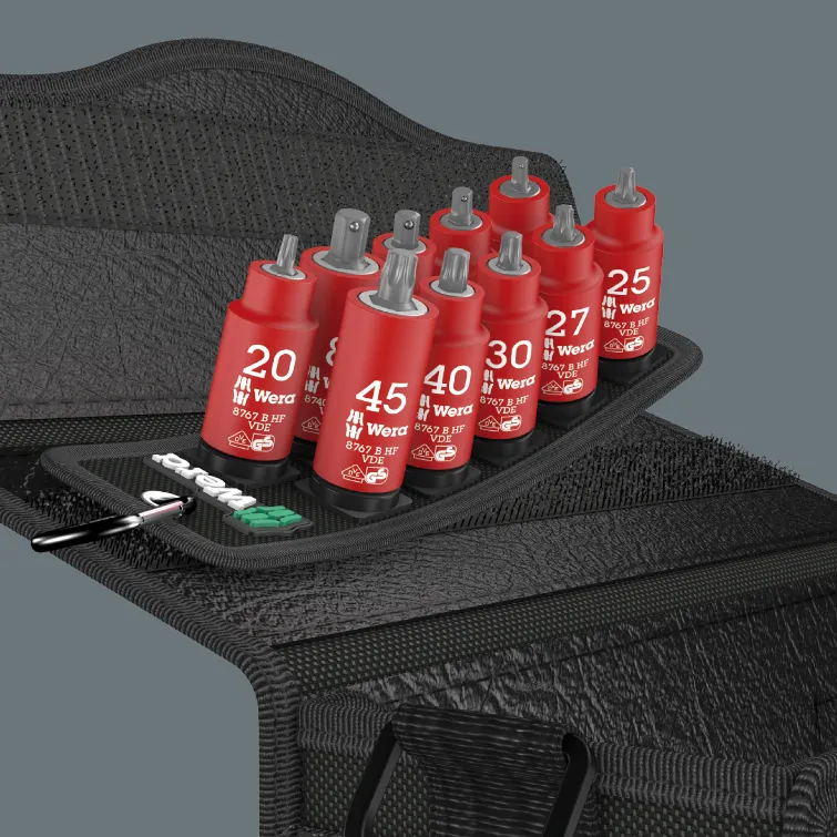Belt B VDE 1 Zyklop bit socket set TORXÂ® / hexagonal socket with holding function, 3/8" drive