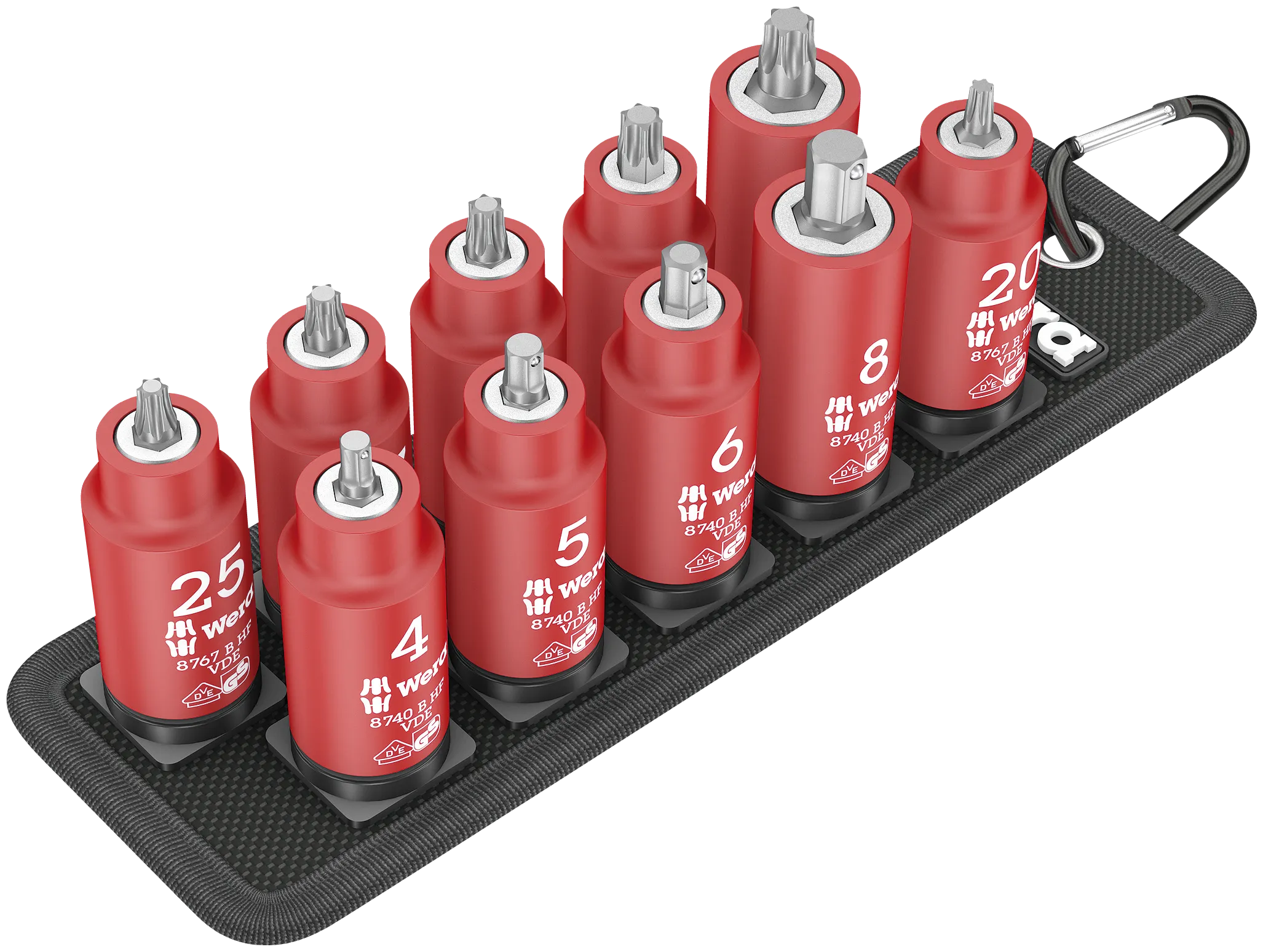 Belt B VDE 1 Zyklop bit socket set TORXÂ® / hexagonal socket with holding function, 3/8" drive