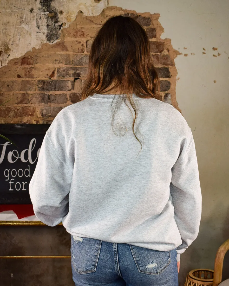 BIG ON BOWS SWEATSHIRT - BLUE WILLOW