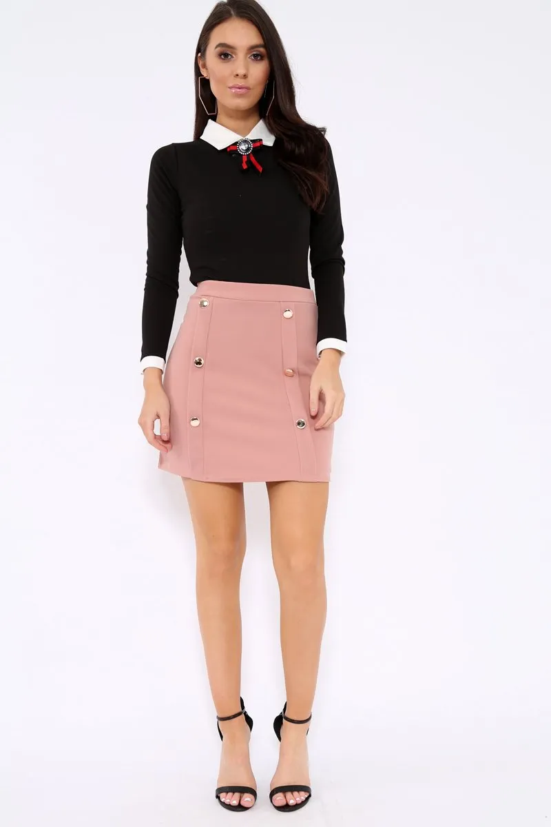 Black Long Sleeved Striped Bow Bodysuit - Lashay