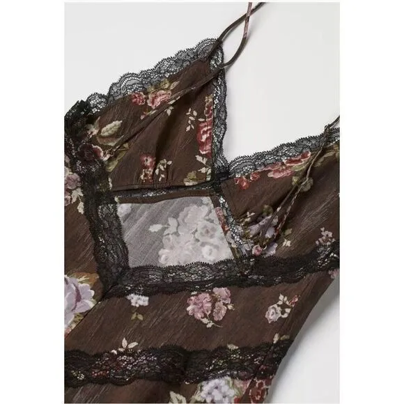 Brock collection x H&amp;M floral maxi lace slip dress size large