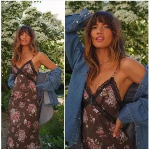 Brock collection x H&amp;M floral maxi lace slip dress size large
