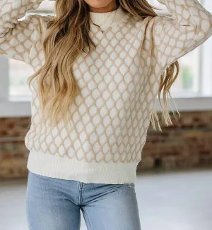 Cami Textured Drop Sleeve Sweater In Oatmeal