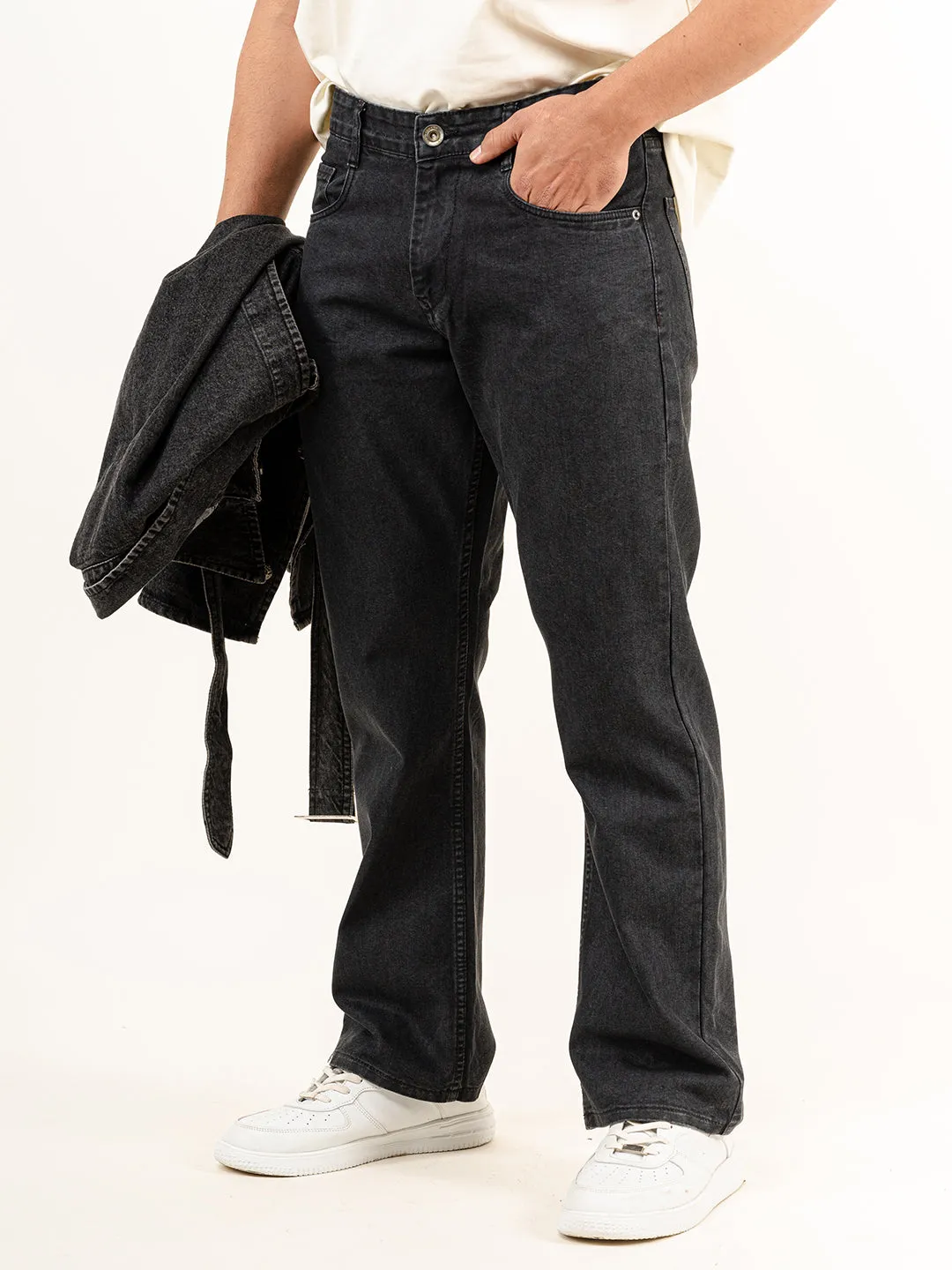 Carbon Black Extra Flared Straight Fit Men's Jeans