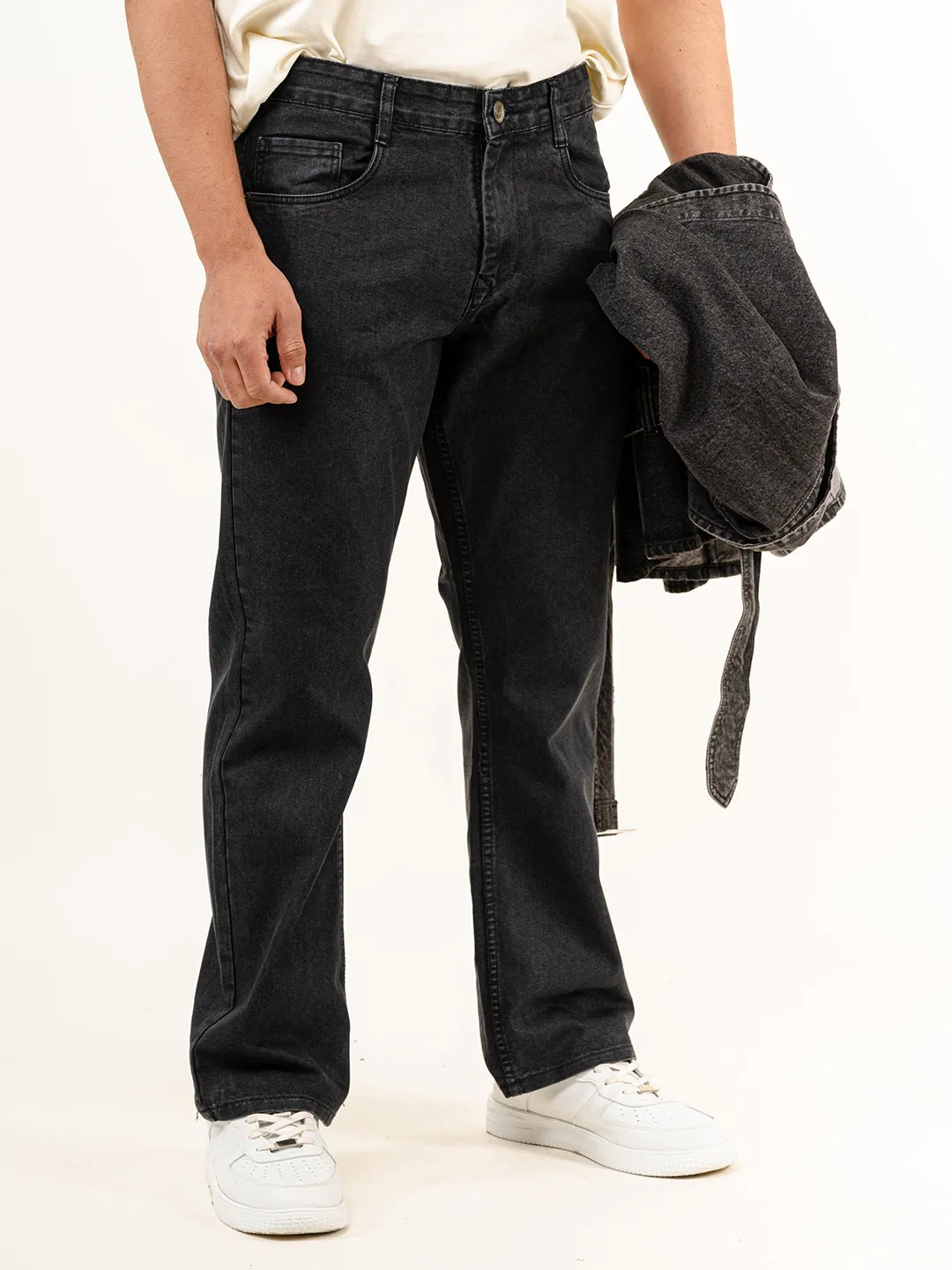 Carbon Black Extra Flared Straight Fit Men's Jeans