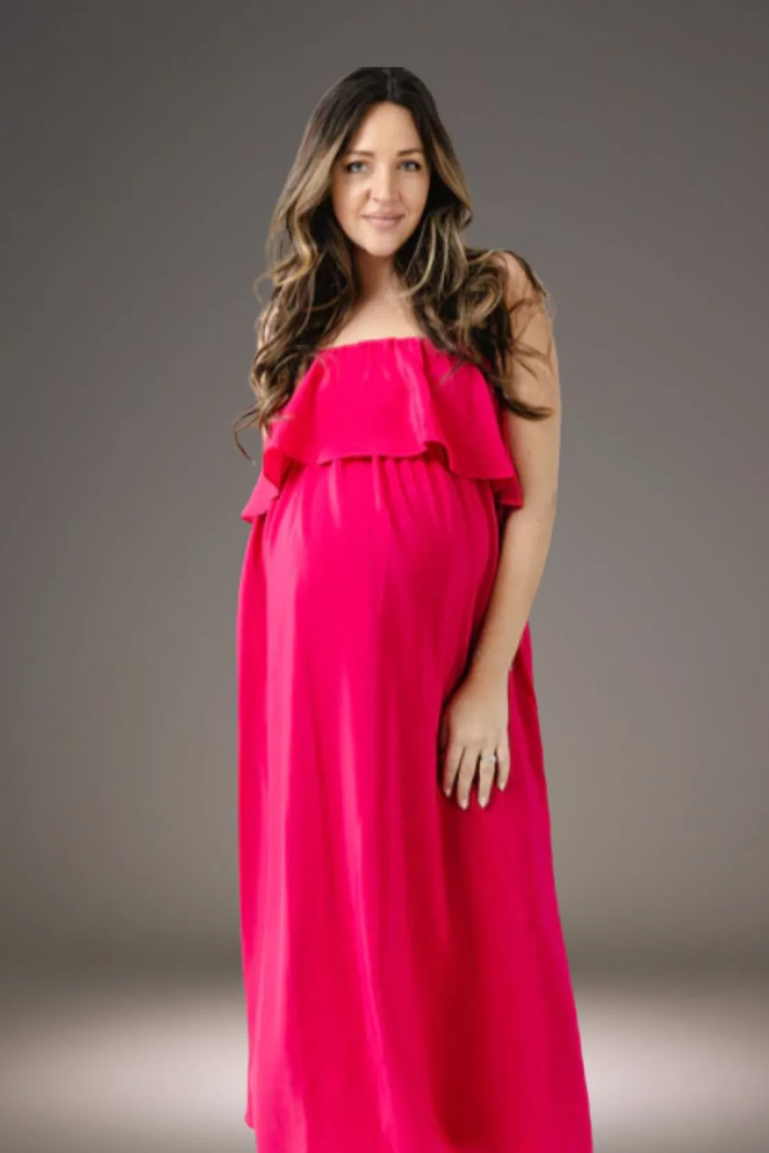 Cerise Pink Strapless Dress