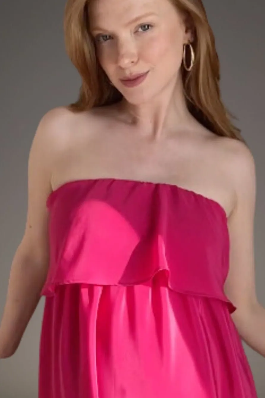 Cerise Pink Strapless Dress