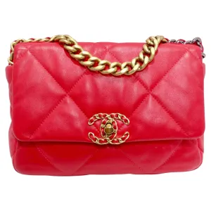 Chanel 2022 Medium 19 Flap Bag Red