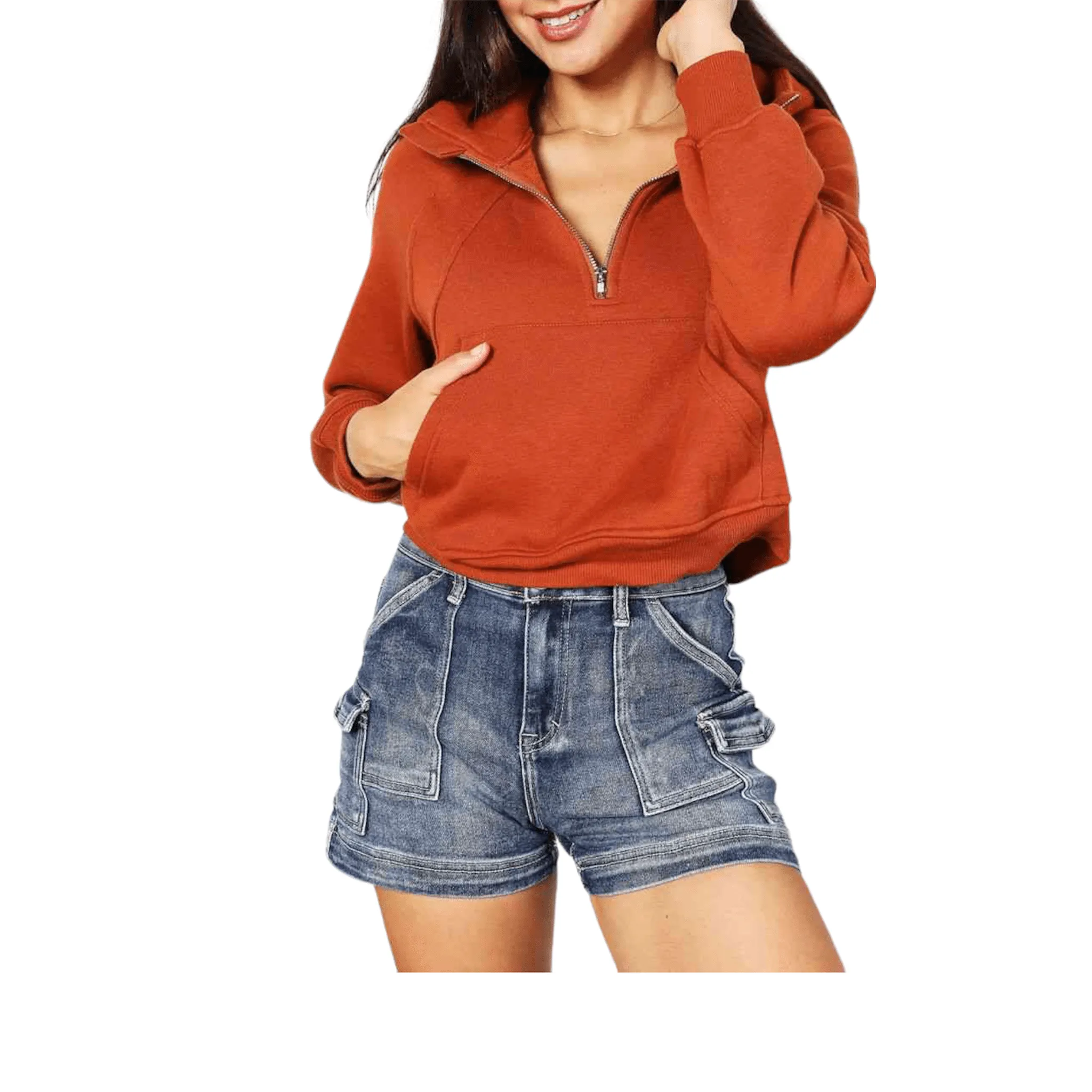 Chic Crop Zip Hoodie