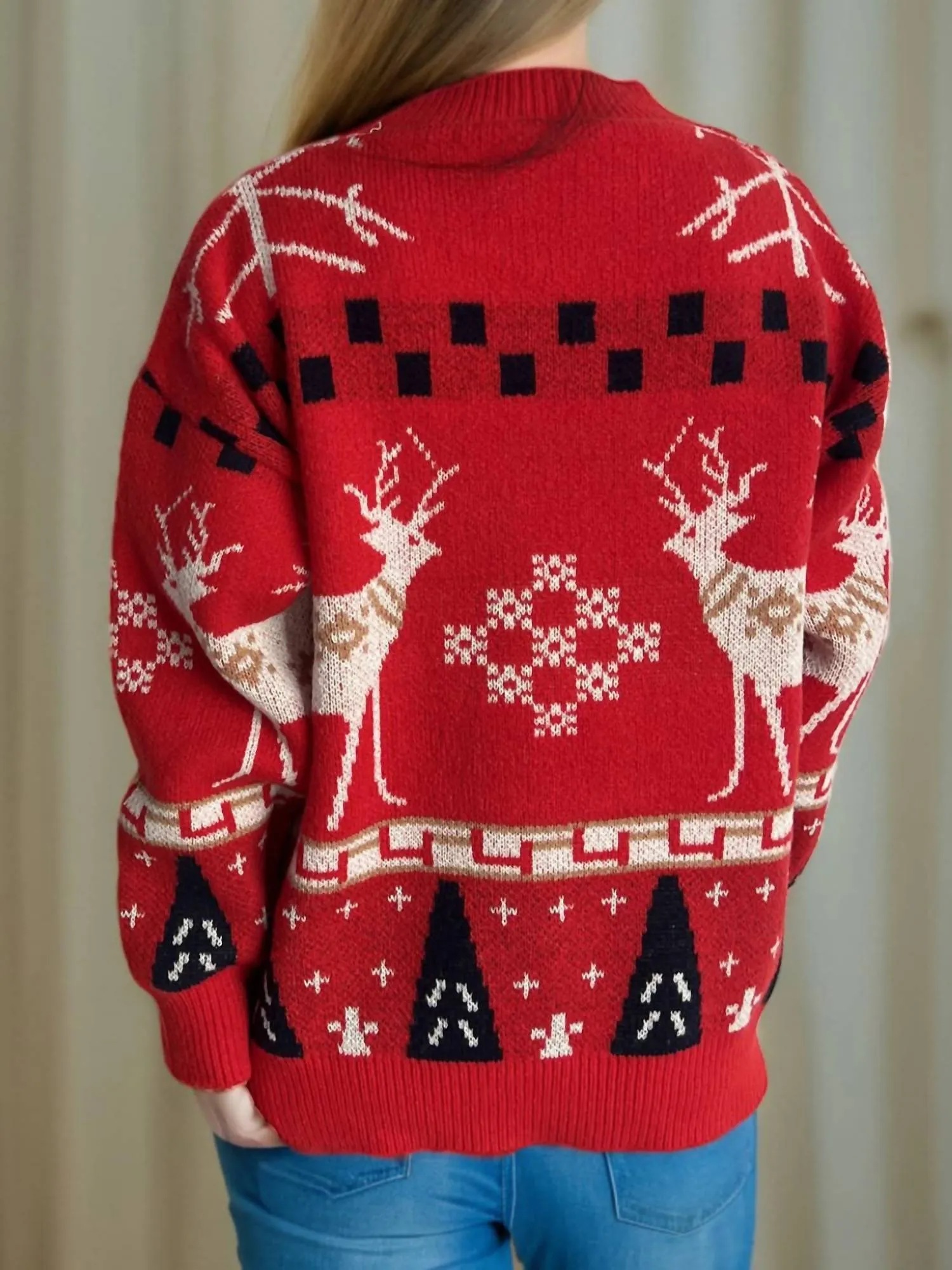 Christmas Element Sweater In Deep Red