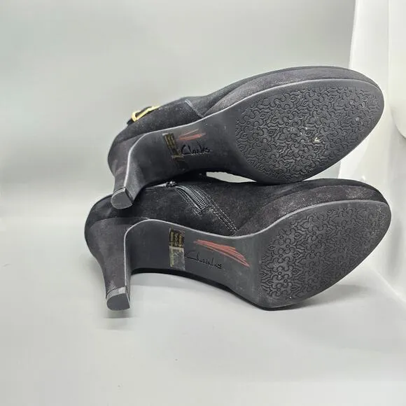 Clarks Brier‎ Milan Ankle Bootie-Black-Women's 7.5M