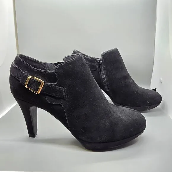 Clarks Brier‎ Milan Ankle Bootie-Black-Women's 7.5M