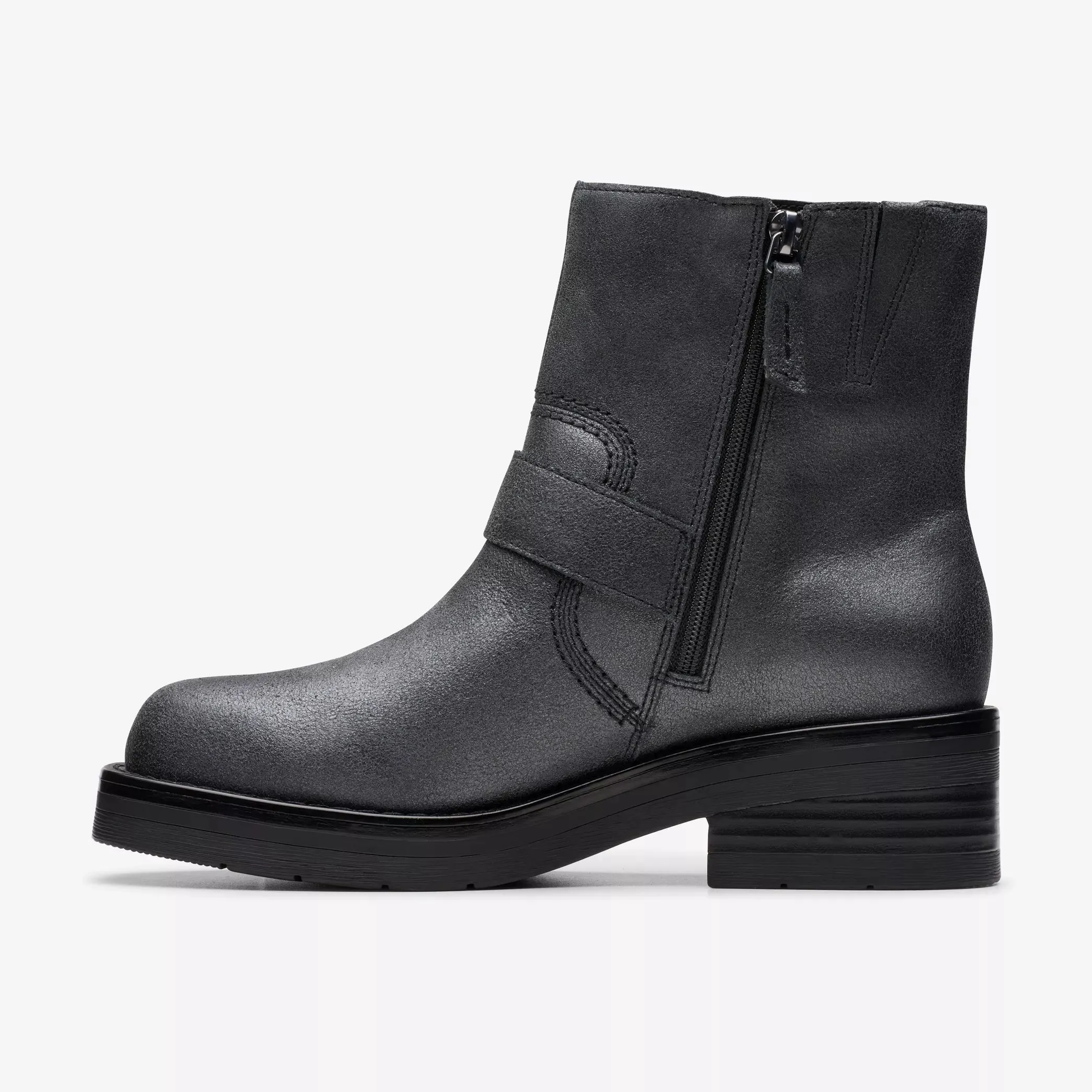 CLARKS- WOMEN'S REBELLE BUCKLE METALLIC BOOT