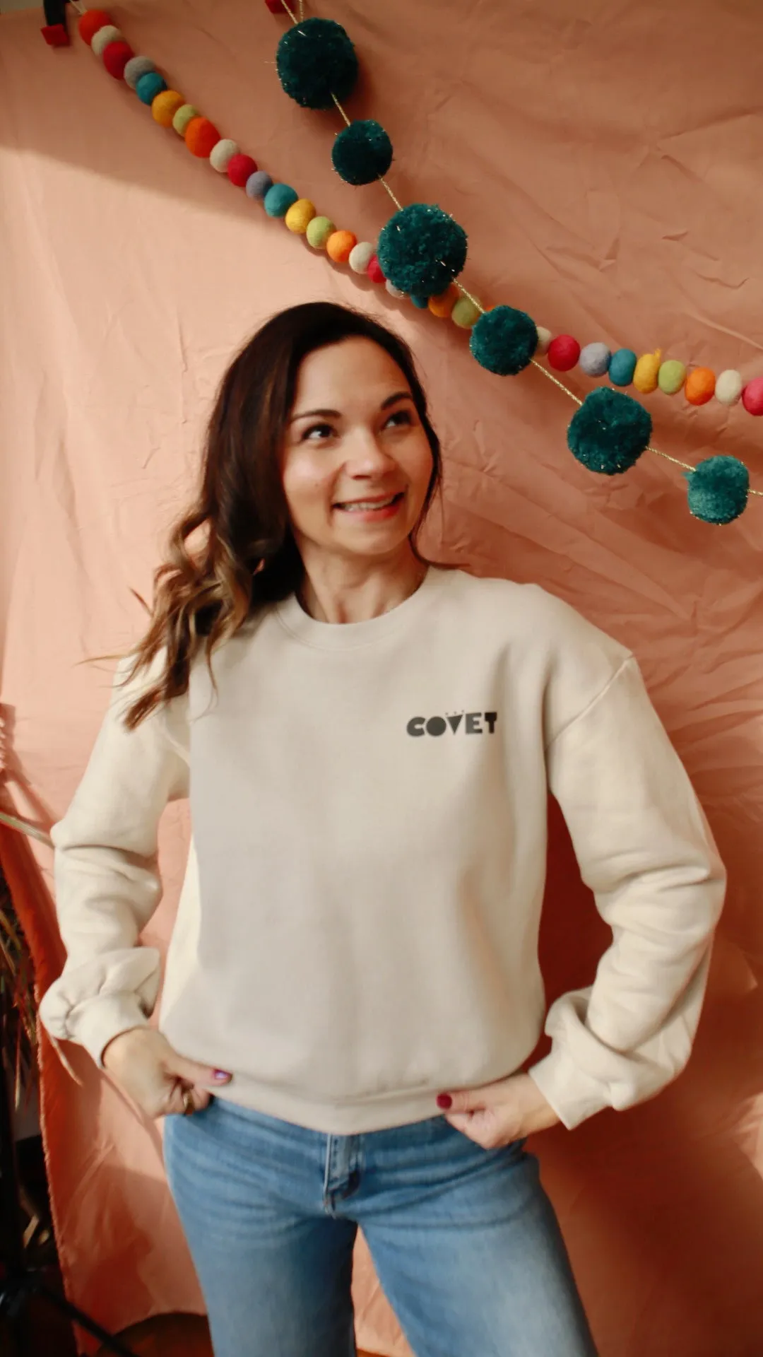 COVET Squiggle Cropped Sweatshirt