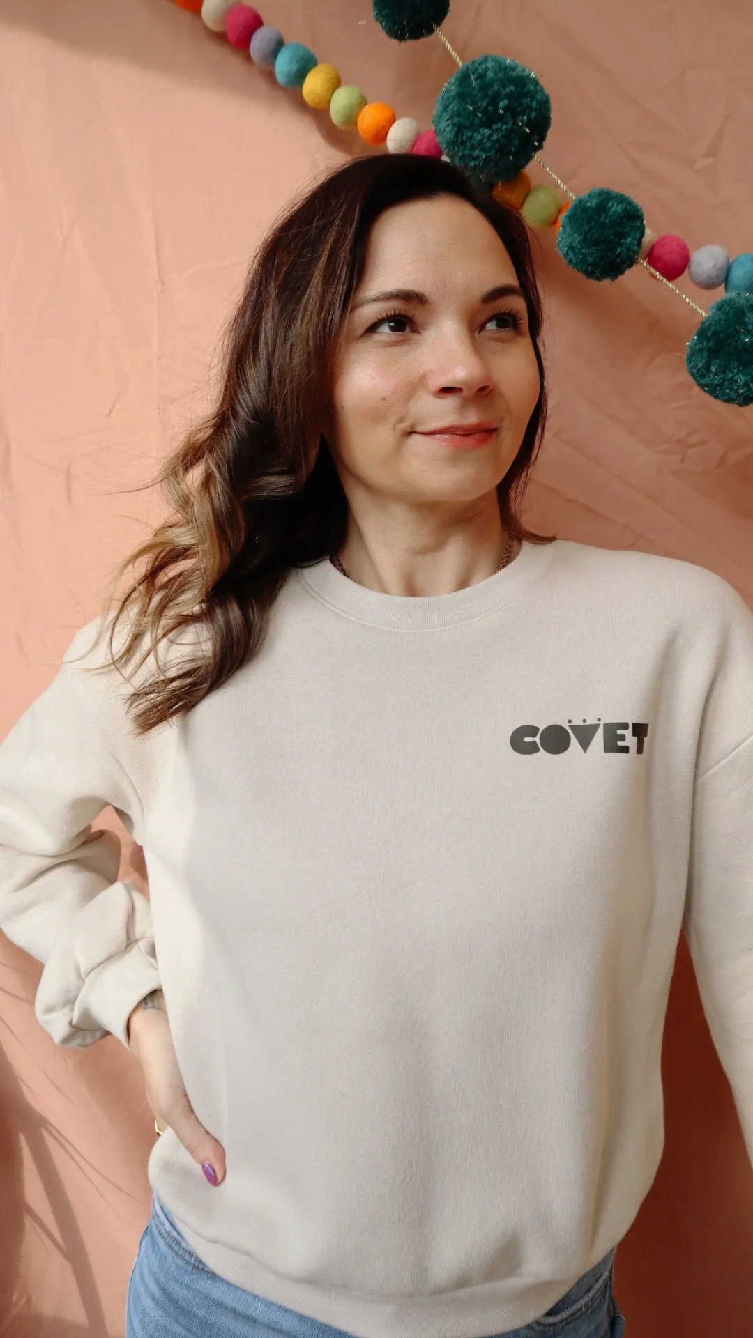 COVET Squiggle Cropped Sweatshirt