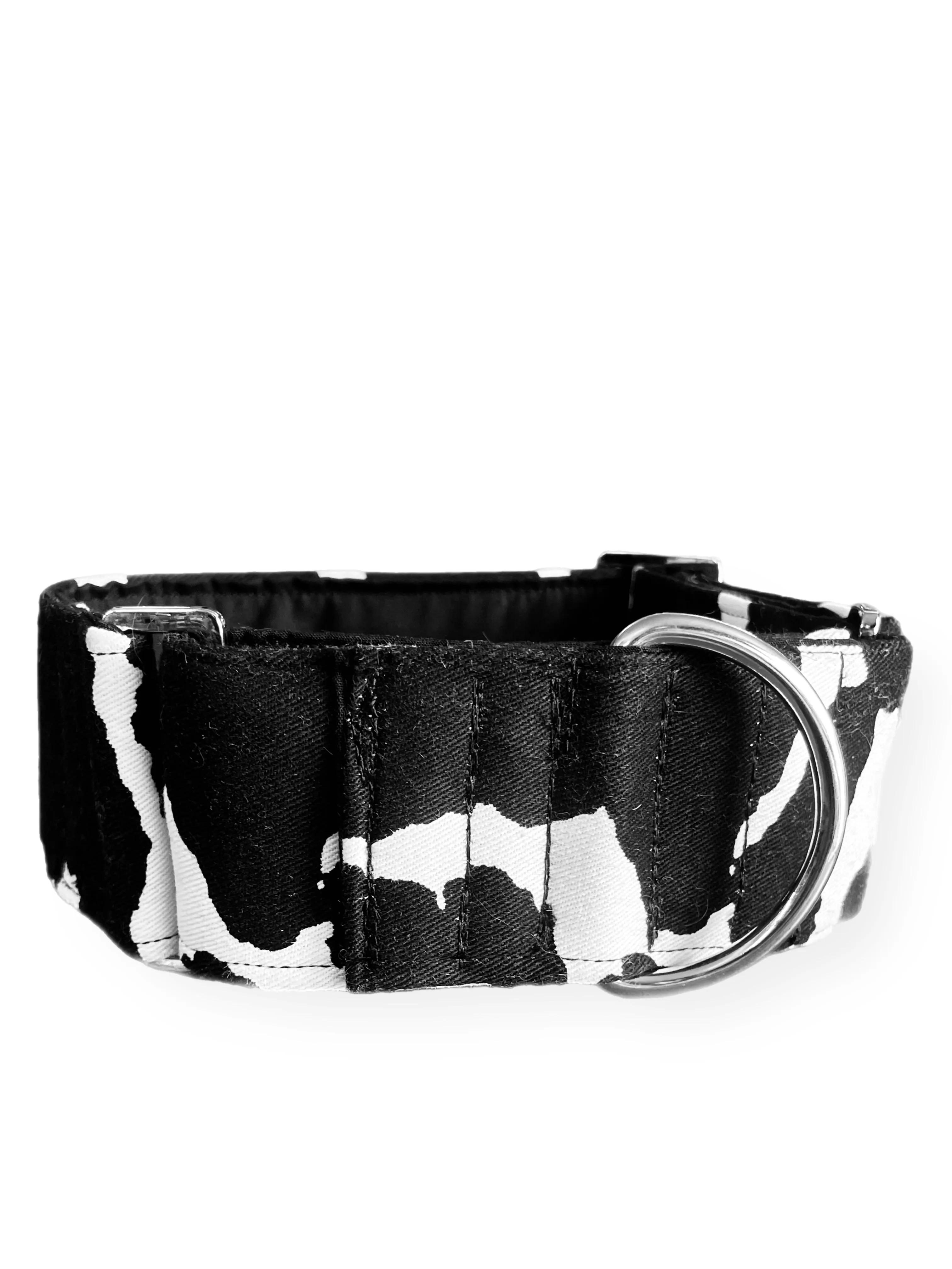 Cow print greyhound martingale collar cotton covered wide soft