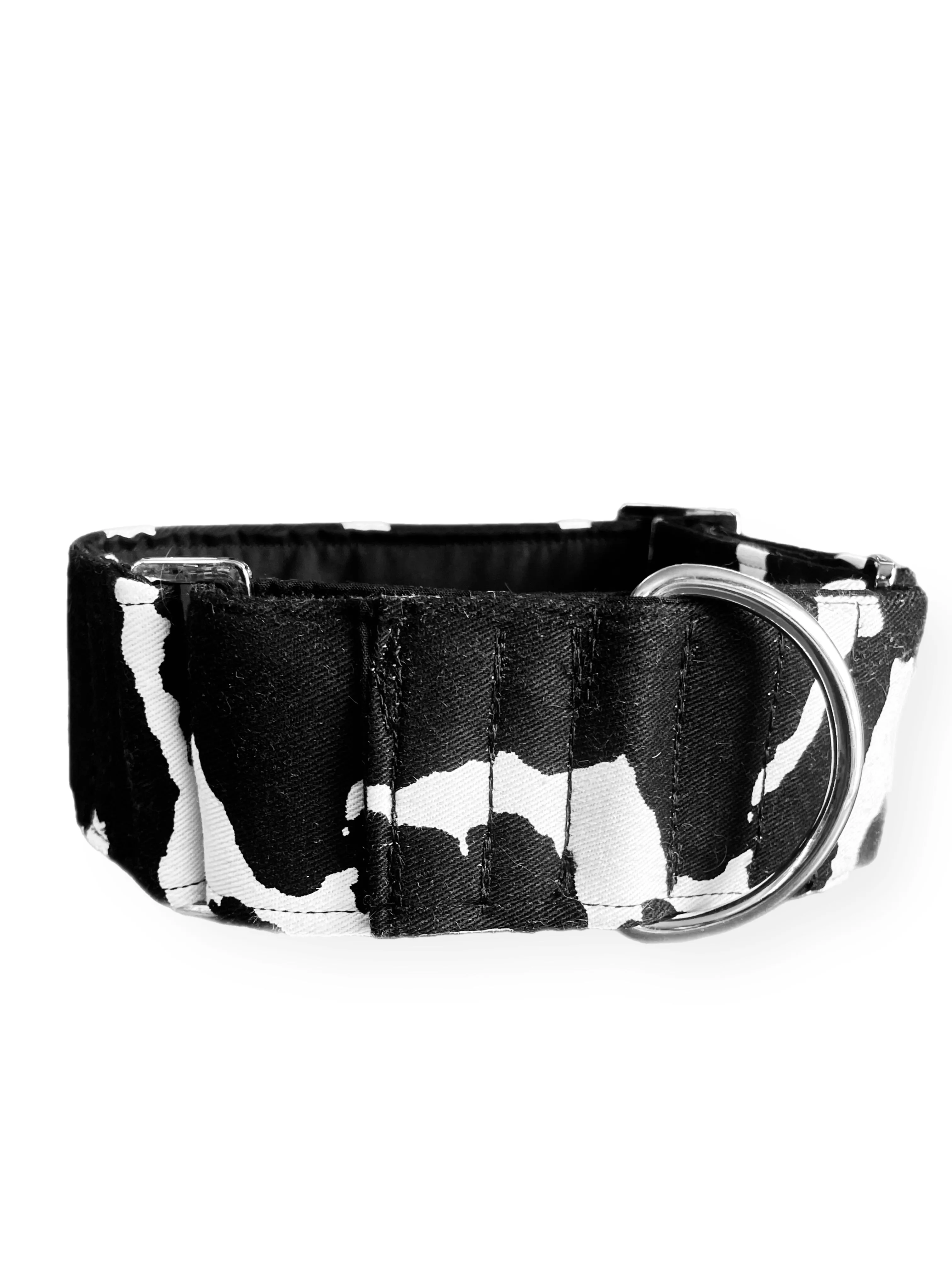 Cow print greyhound martingale collar cotton covered wide soft