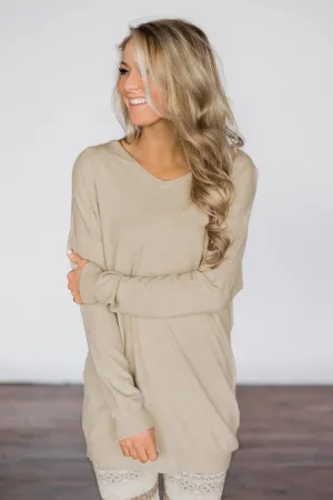 Criss Cross Back Detail Sweater - Taupe