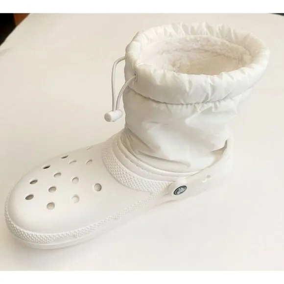 Crocs Classic Lined Neo Puff Slip On Boot Mens Size 9 Womens 11 White