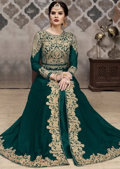 Dark Green Golden Afghan Dress