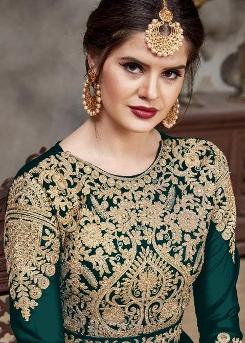 Dark Green Golden Afghan Dress