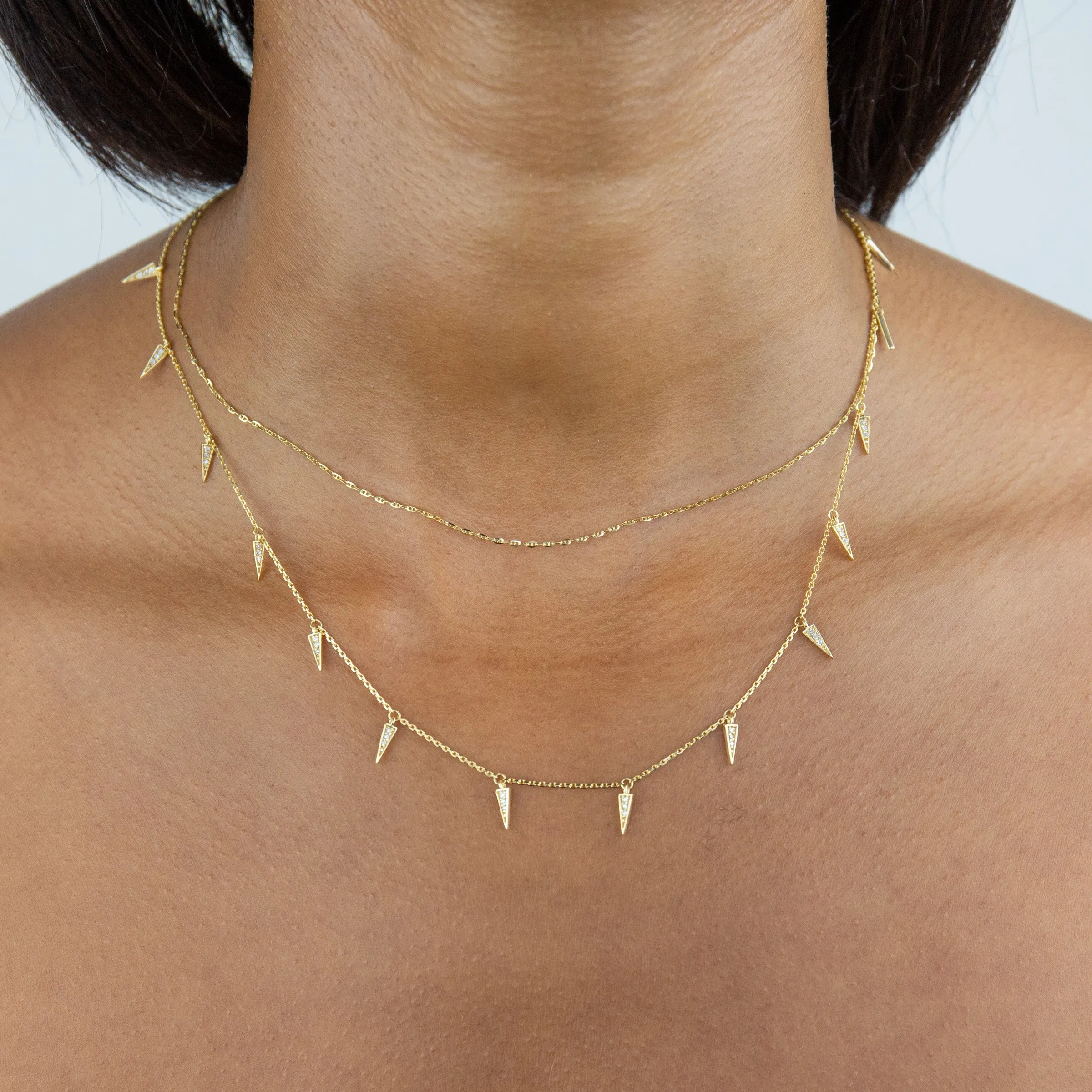 Diamond Dangling Spike Necklace 14K