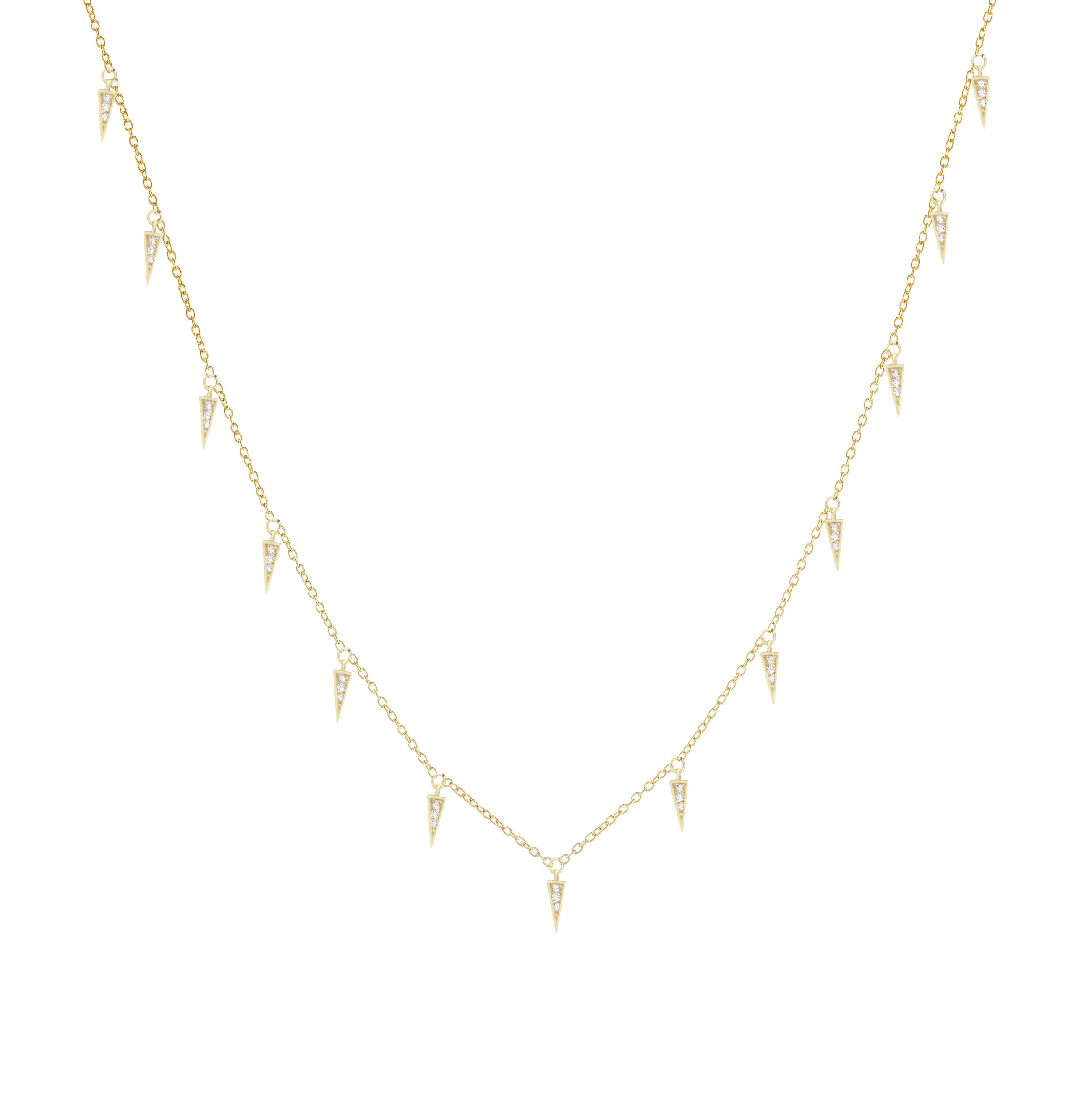 Diamond Dangling Spike Necklace 14K