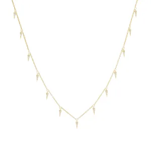 Diamond Dangling Spike Necklace 14K