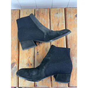 Eileen Fisher Aesop Tumbled Nubuck and Recycled Stretch Knit Bootie Size 8.5