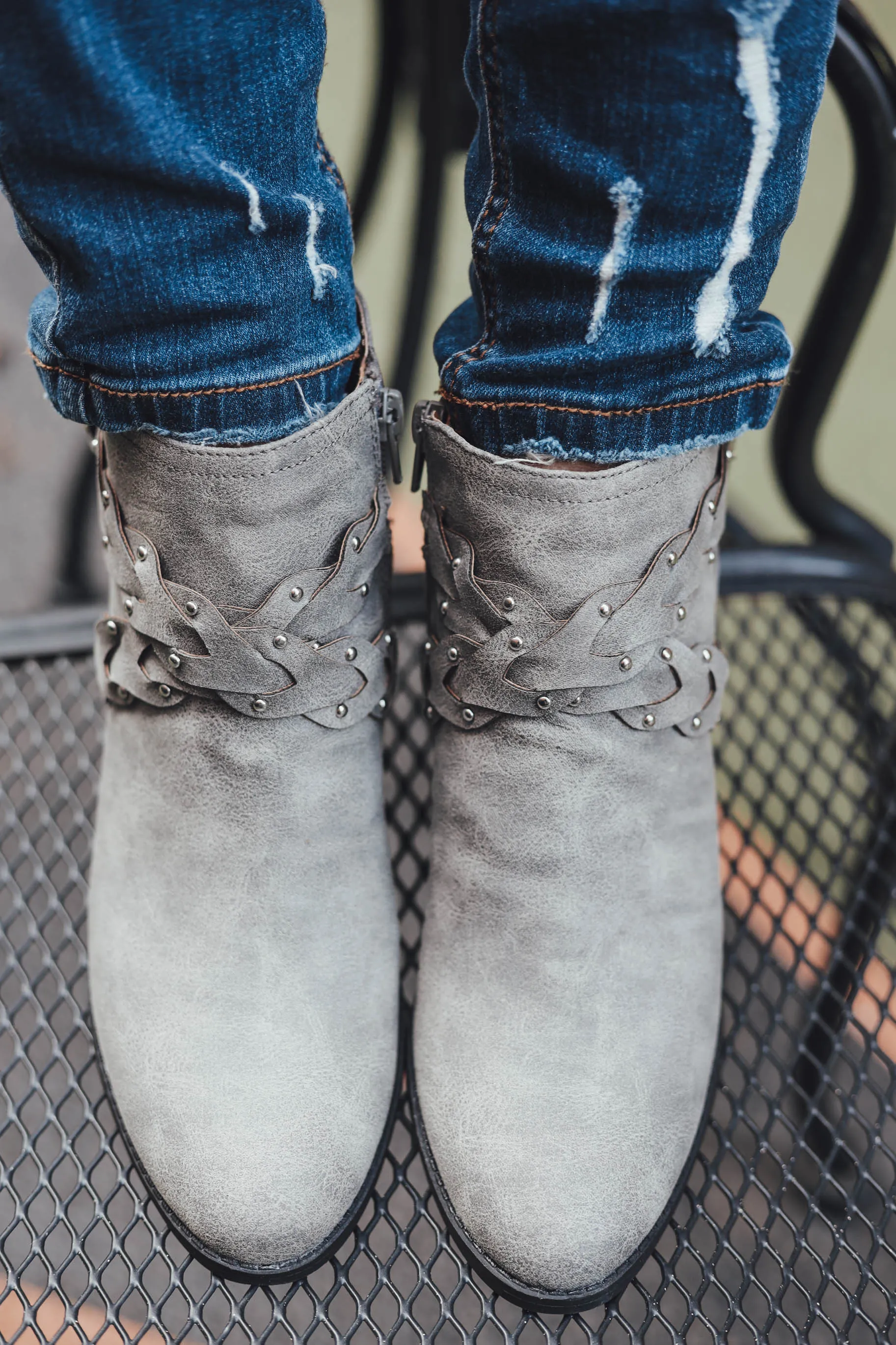 Eva Braided Booties - Grey