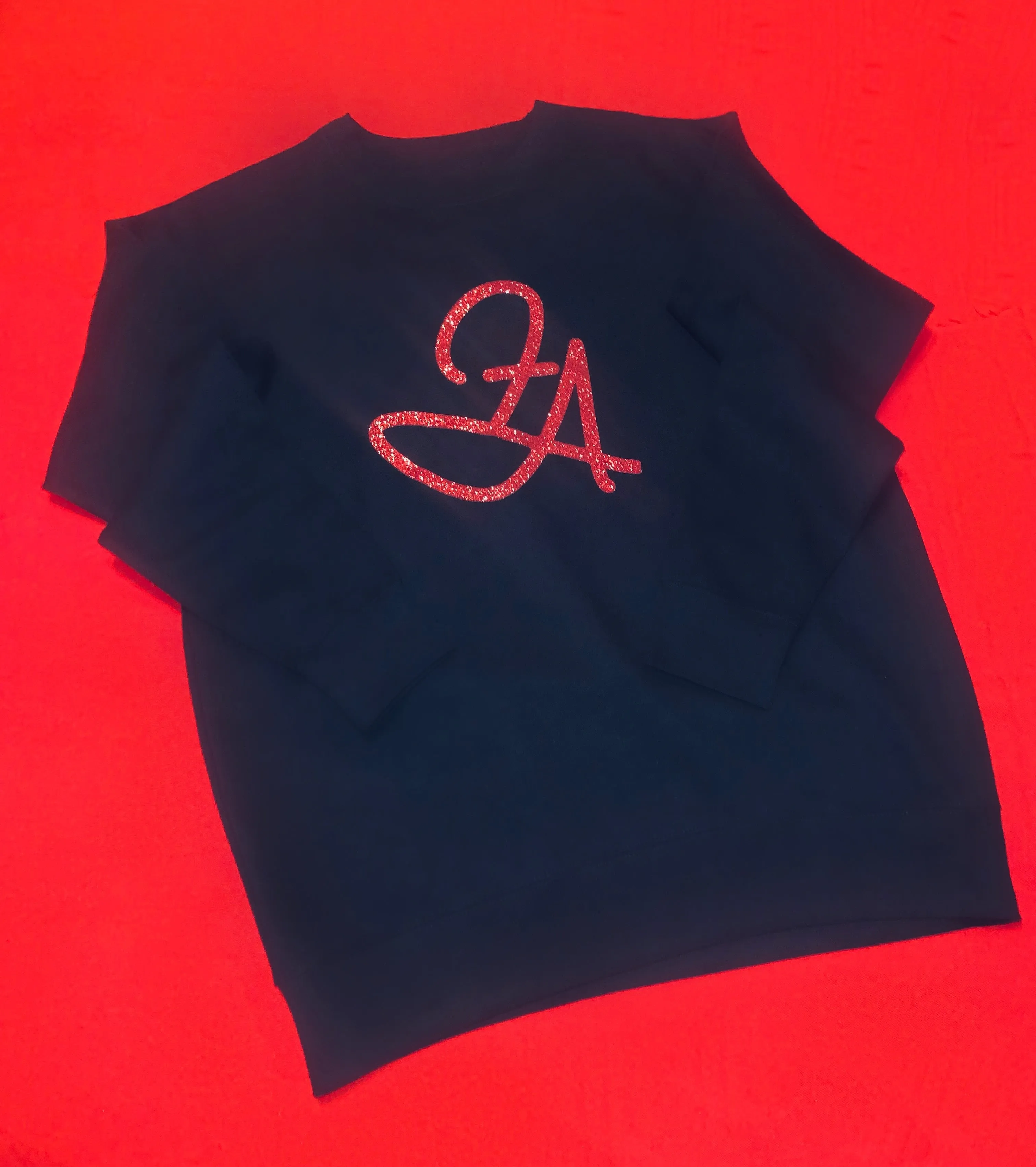 F.A. Unisex Signature Cancer Zodiac Crewneck Sweater (Black & Red Sparkle)