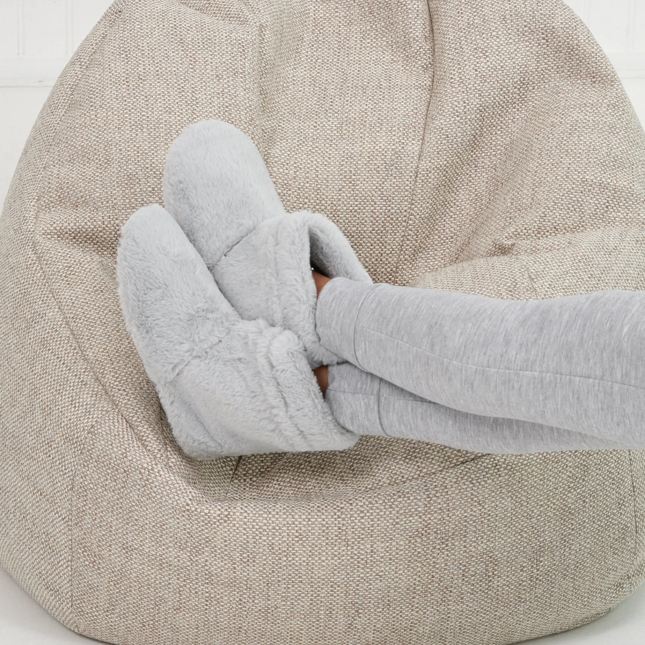 Faux Fur Slipper Boots - Grey